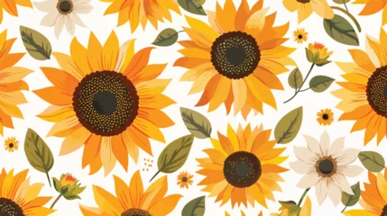 Fotobehang Vector seamless pattern with sunflowers. Sweet hone © Quintessa
