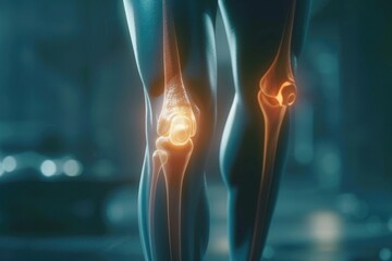 Engaging 3D visualization of knee pain with sharp highlights, great for chiropractic care adverts - obrazy, fototapety, plakaty