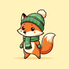 Adorable fox in cozy winter outfit