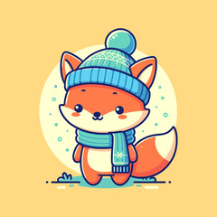 Fox staying warm in winter gear