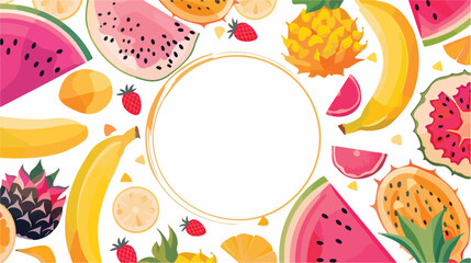 Vector tropical fruit circle background with durian - obrazy, fototapety, plakaty
