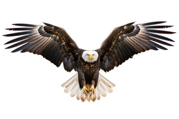 Eagle with with wings or in flight isolated on white background