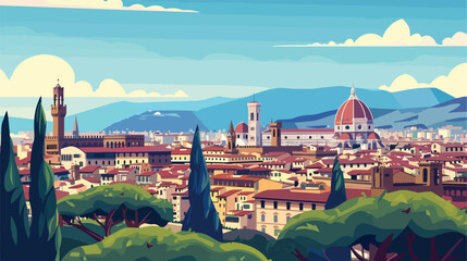 View of Florence in Italy  vector illustration Ide - obrazy, fototapety, plakaty