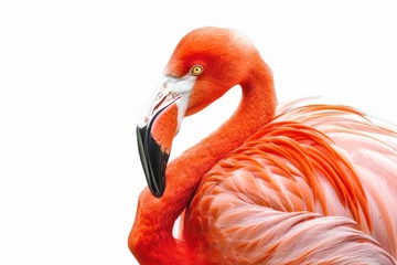 Fotobehang Flamingo isolated on white background © Anna