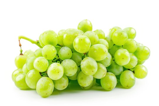 Fresh green big grapes isolated on white background