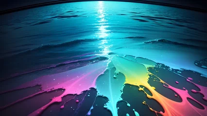 Deurstickers カラフルな水のような抽象的な背景 © トモヤ コソノ