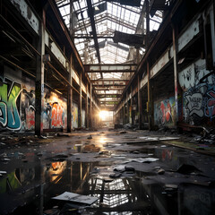 Urban exploration in abandoned industrial buildings