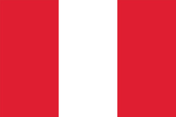 Flag of Peru. Peruvian striped red and white flag. State symbol of the Republic of Peru. Isolated vector illustration. - obrazy, fototapety, plakaty