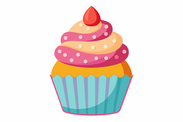 Cupcake on white background.