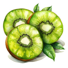 watercolor Kiwifruit clipart, Generative Ai