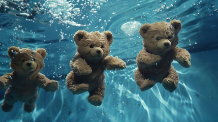 teddy bears swimming the 400m butterfly event