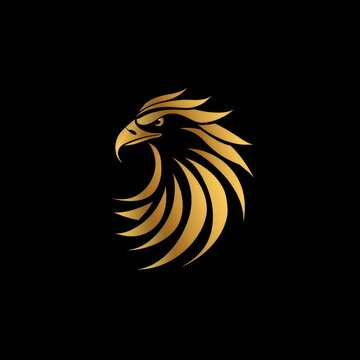 This striking image captures a majestic golden eagle in a stylized form with a polished gold effect, highlighting the power and grace of this bird of prey