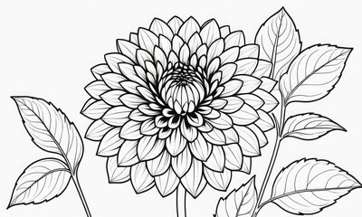 Dahlia flower isolated coloring page line art for kids 