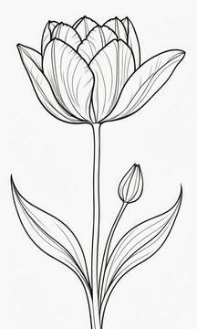 Tulip flower isolated coloring page line art for kids 
