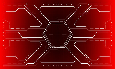 HUD sci-fi interface screen view white hexagon geometric design virtual reality futuristic technology creative display on red vector - 772395639