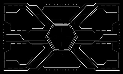 HUD sci-fi interface screen view white hexagon geometric design virtual reality futuristic technology creative display on black vector - 772395640