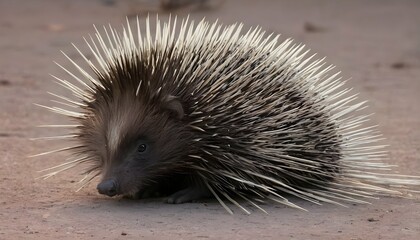 A Porcupine With Its Spines Arranged In A Fan