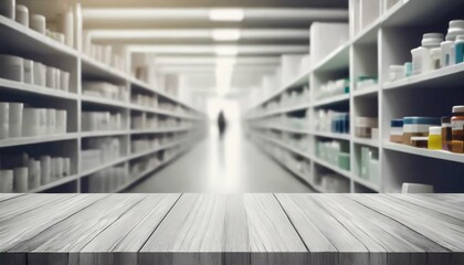 Pharmaceutical Promotion: Abstract Blurred Aisle Shelf Distribution Background