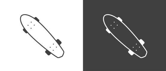 Skateboard icon, Sport equipments flat icon. Modern sport equipments vector illustration in  black and white background. - obrazy, fototapety, plakaty