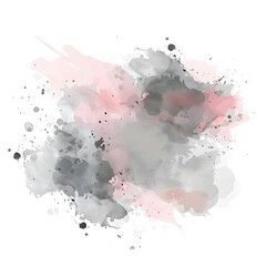 Artistic gray and pink watercolor circle on white background