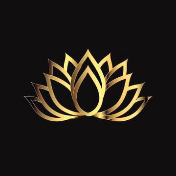 A stunning illustration of a golden lotus flower with intricate details, shining brightly against a dark backdrop