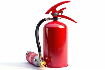 Obraz premium Red large fire extinguisher isolated on white background
