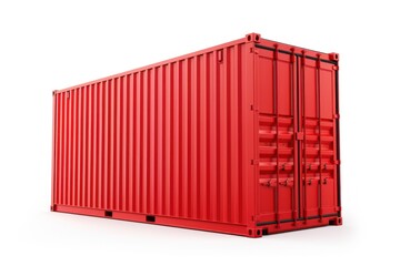 Red shipping or cargo container isolated on white background