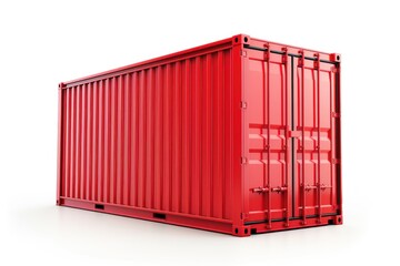 Red shipping or cargo container isolated on white background