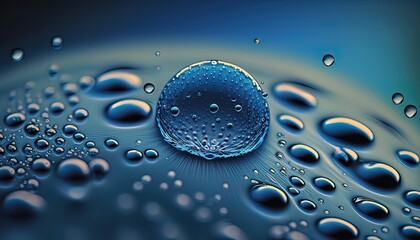 Fresh macro water droplets photo realistic natural Generate AI