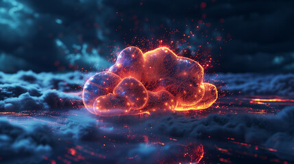 Cloud computing. Cloud storage technology concept background. Data transfer. - obrazy, fototapety, plakaty