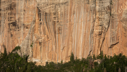 Vertical Texture Lines On Big Wall Along The North Rim Of Grand Canyon