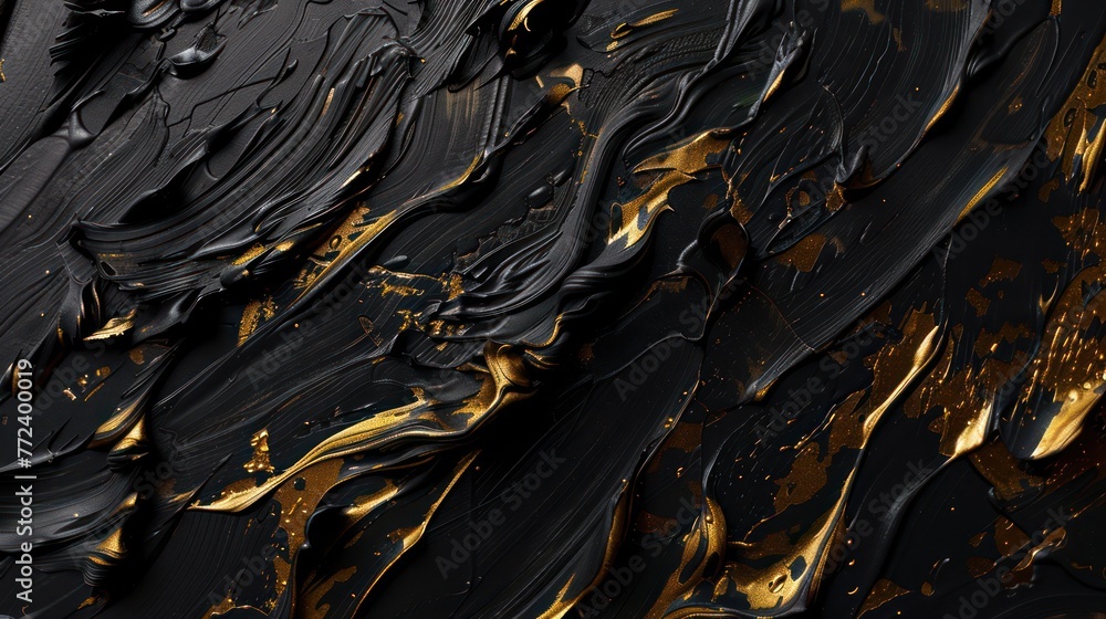 Poster luxurious swirls of black and golden paint create a dramatic and opulent abstract background the ima
