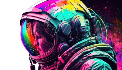 Glitch astronaut vaporwave design rainbow cyberpank Generate AI