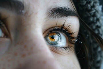 Close-up woman eyes macro staring at camera