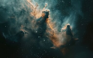An ethereal display of nebulae and stars, evoking a sense of wonder and the vastness of the cosmos in stunning high-resolution deep space imagery - obrazy, fototapety, plakaty