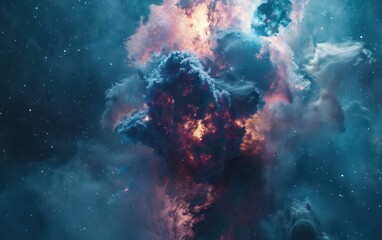 This image captures the awe-inspiring beauty of a vast nebula, with vibrant colors and a myriad of stars scattered throughout, evoking a sense of wonder - obrazy, fototapety, plakaty