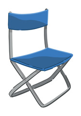 Outdoor folding chair doodle. Clipart of camping equipment, travel attribute. Cartoon vector illustration isolated on white.