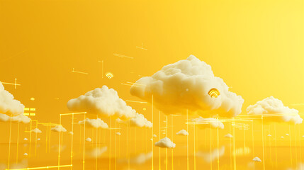 Cloud computing. Cloud storage technology concept background. Data transfer.