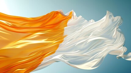 Brilliant inclination dynamic white orange flag background