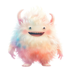 Mythical Djinn with a fluffy appearance, blending fantasy and friendliness in its expression