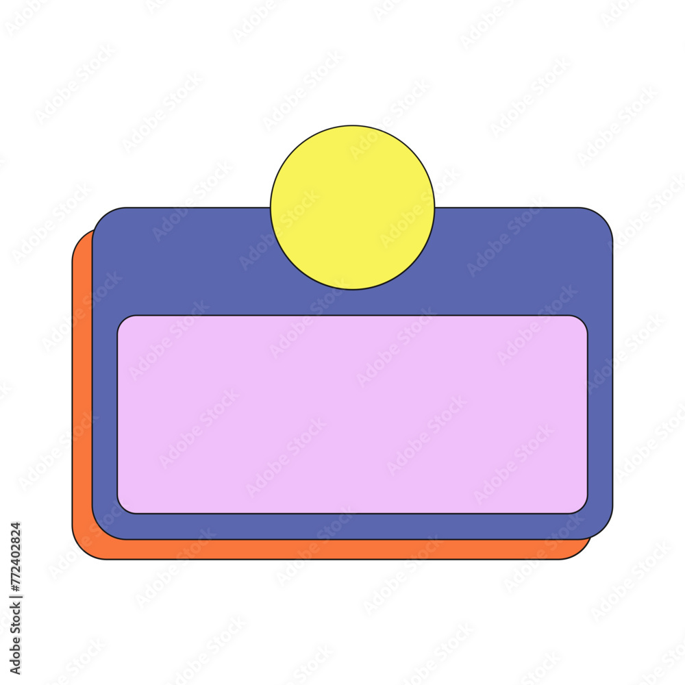 Fototapete retro user interface box frame. ui browser computer with retro bold style for 90s, y2k style. vector