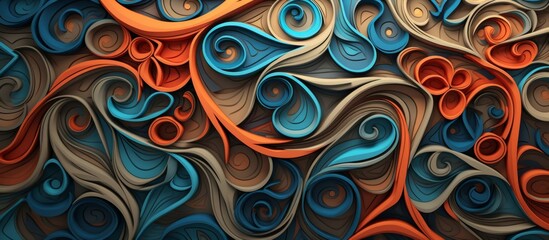 Closeup of a vibrant swirl pattern on a textured wall