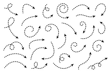 Curved dotted arrow. Zigzag arrow stripes design with dotted lines.