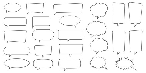 Speech bubble, speech balloon, chat bubble line art vector icon for apps and websites.