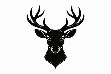 deer head, silhouette black vector illustration