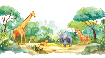 Foto op Plexiglas Watercolor Illustration Safari Animal banner background © Quintessa