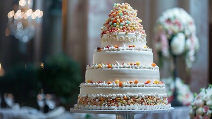 Huge wedding cake - obrazy, fototapety, plakaty
