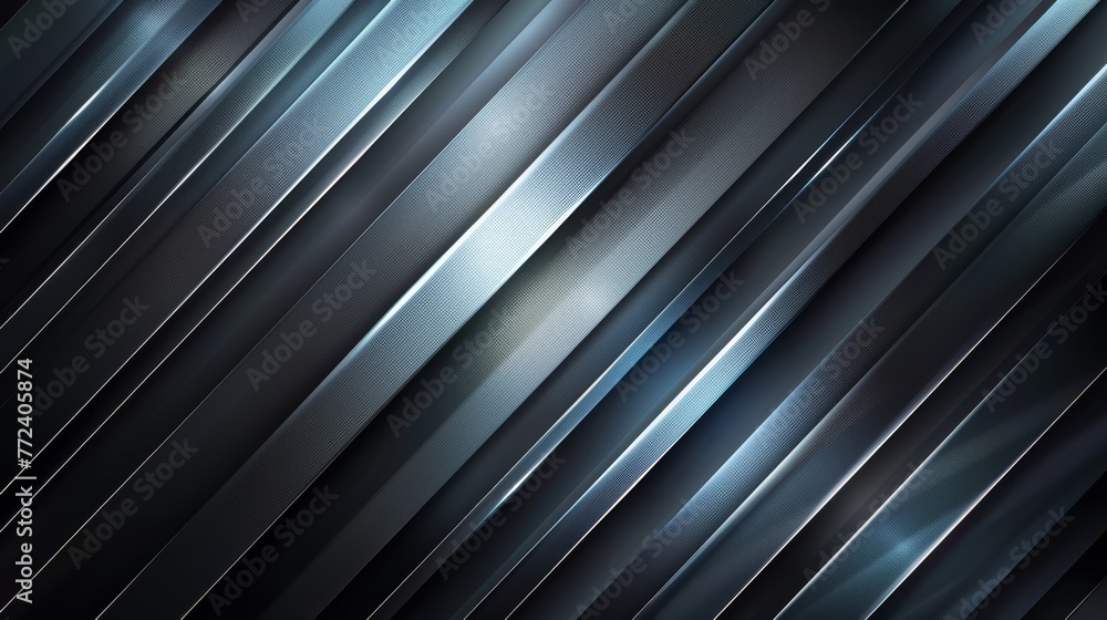 Poster a black-and-silver striped background, with a metallic stripe pattern on the bottom and a silver str