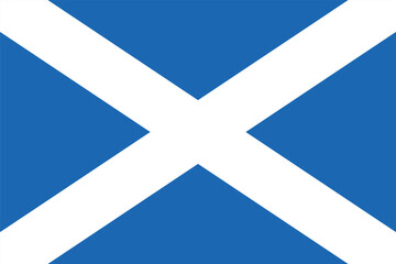 Flag of Scotland. A blue Scottish flag with a white oblique cross. State symbol of Scotland. © Checha