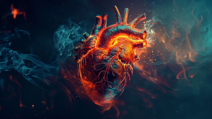A creative wallpaper graphic representing a human heart. - obrazy, fototapety, plakaty